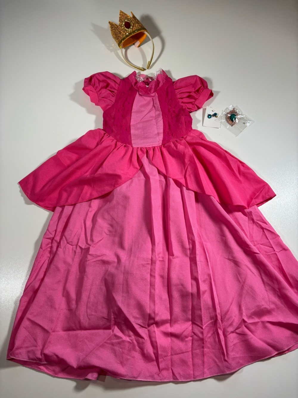 Princess Peach Costume Toddler 2T 3T Pink Dress Crown Mario Halloween - Picture 2 of 13